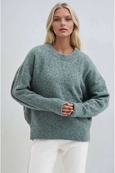 Lijuri Çağla Yeşili Bicycle Collar Knitwear Sweater 1384