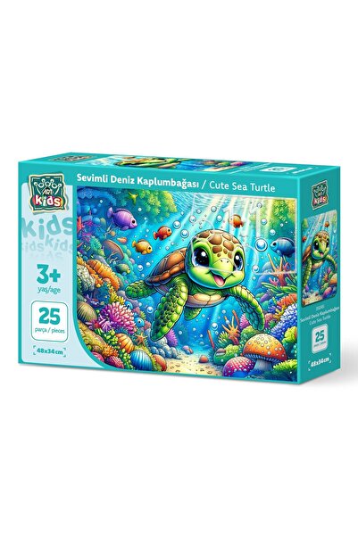 Art Puzzle Art Çocuk Sevimli Deniz Kaplumbağası 25 Parça Puzzle
