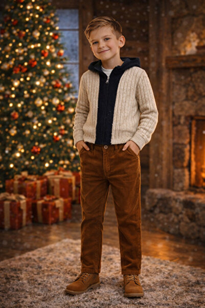 NANİCA Camel Erkek Çocuk Kadife Pantolon 1-5 Yaş