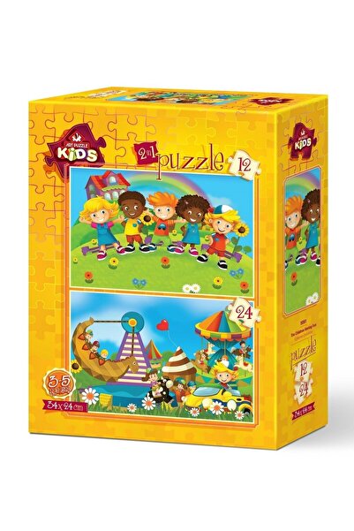 Art Puzzle Art Çocuk Puzzle Eğlenen Çocuklar 12+24 Parça Puzzle