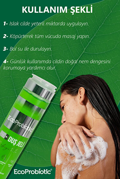 EcoProbiotic Prebiyotikli Duş Jeli & Vücut Şampuanı 300 ml | Nemlendirici & Arındırıcı & Ter Kokusu Karşıtı Etki