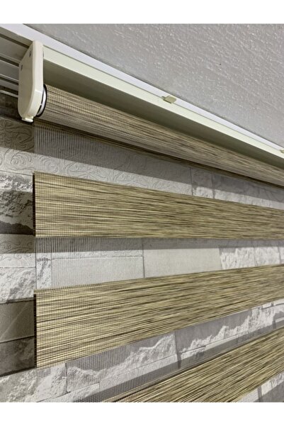 PERDECİNİZ Bambu Açık Kahve Renk Zebra Perde (etek Kısmı Düz) ENXBOY