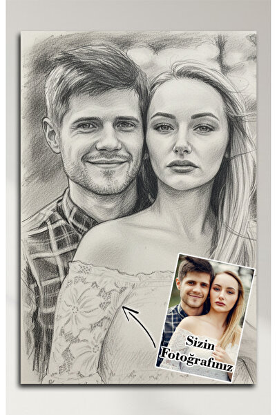 tablokanvas Kişiye Özel Fotoğraflı Karakalem Tasarım Kanvas Tablo