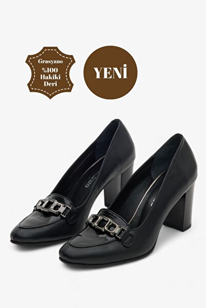 Grasyano Pantofi clasici cu toc gros din piele naturală, eleganti și conforta...