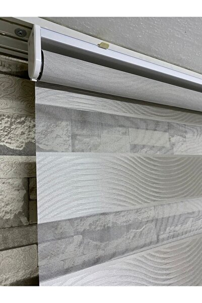 PERDECİNİZ Dalga Desenli Zebra Perde Gri Renk (etek Kısmı Düz) ENXBOY