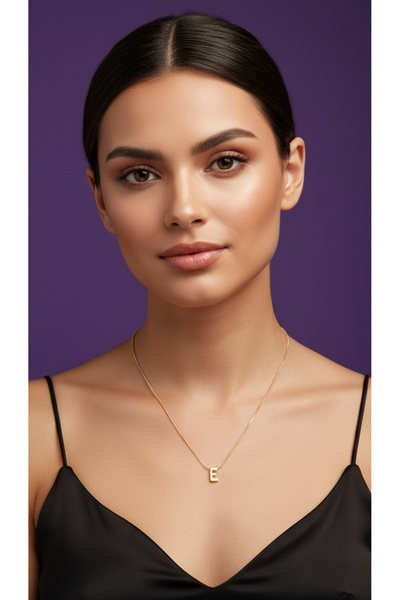 LUCKY ACCESSORIES Çelik Zincir Harf Kolye E Harfi