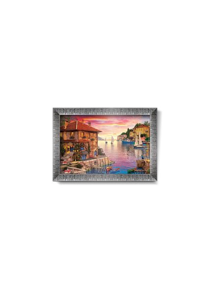 Art Puzzle Mediterranean Harbor 1000 Piece Framed Puzzle