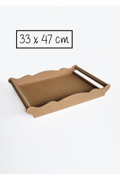 Ahşap Ham Mdf, Boyanabilir Dikdörtgen Gondol Tepsi, 33x47 Cm