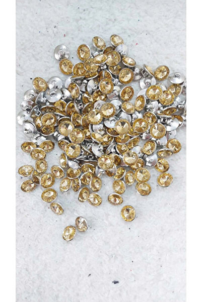 BİGÜMEX Yellow Metallized Stone Gold Evening Dress Button - 1 Cm, 18 Length, ...