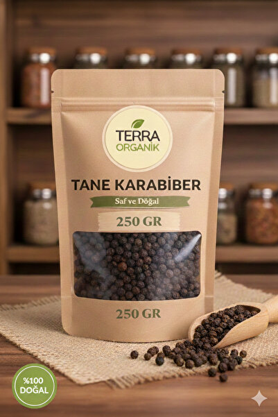 Terra Organik Karabiber Tane 250 gr ( Elenmiş, Katkısız, Iri Taneli )