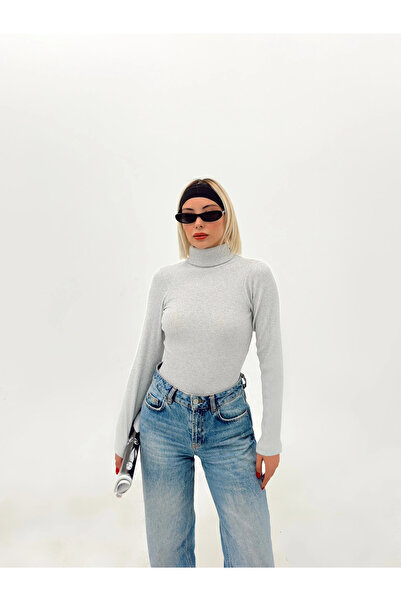 AFROGİYİM Women's Solid Color Turtleneck Blouse