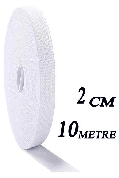 BRAVE TEKSTİL ÜRÜNLERİ 2 Cm 10 M Beyaz Dar Dokuma Bel Paça Don Lastiği Yassı ...