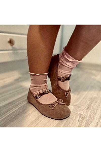 quella atelier Tül Çocuk Party Çorabı Doğum Günü Çorabı Pudra