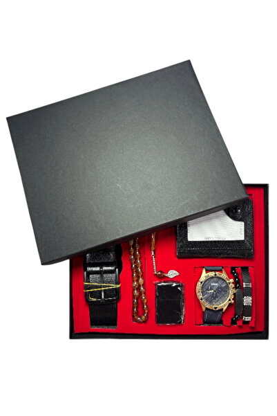 BİGÜMEX Erkek Kol Saati Kartlık Çakmak Kemer Tesbih ve Bileklik Seti