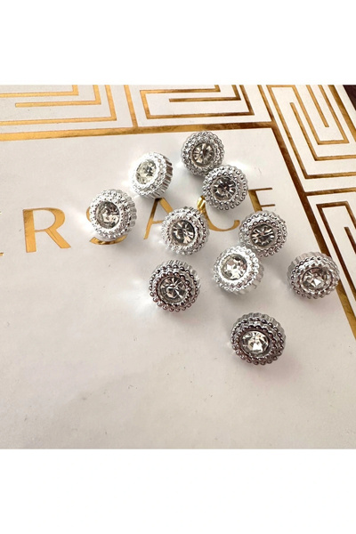 ODDA TASARIM ATÖLYESİ Büyük kristal taşlı metalize(plastik) gömlek düğmesi 10...