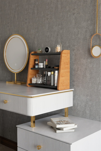 alpaevmobilya رف منظم للمكياج مكون من 3 طبقات - حامل لتنظيم مستحضرات التجميل ...