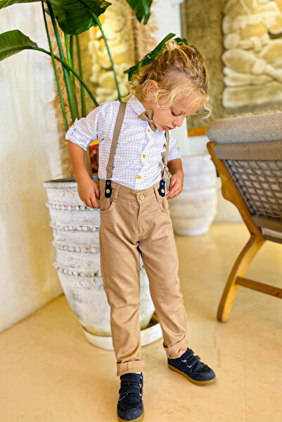 LULU Kids طقم بدلة للأولاد "كاراميلا" مكون من 4 قطع مع ربطة عنق وربطة عنق