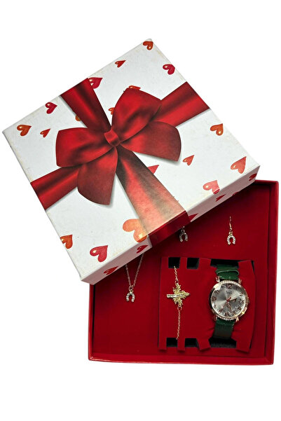 BİGÜMEX Kadın Kol Saati Bileklik Kolye Küpe Seti Hediyelik Set