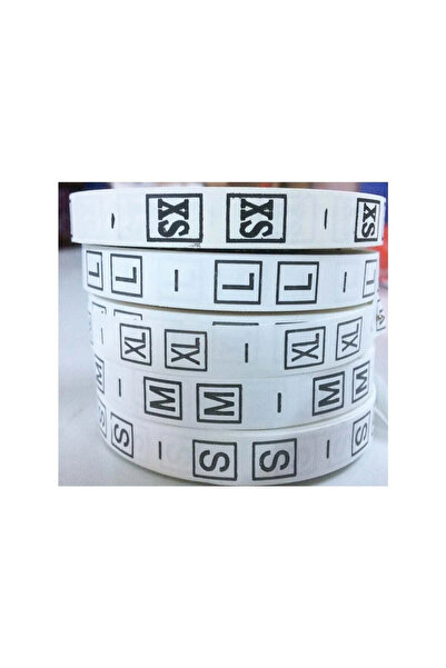 BGM TEKS Beyaz Renk Bez Beden Dikme Etiketi Xs-s-m-l-xl 5 Rulo