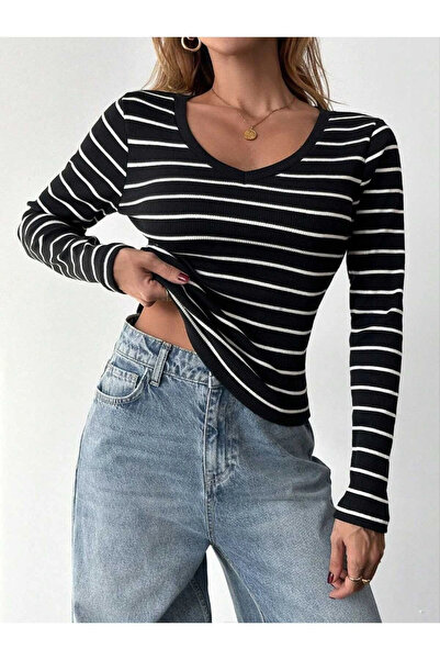 Genel Markalar Kaşkorse çizgili bluz