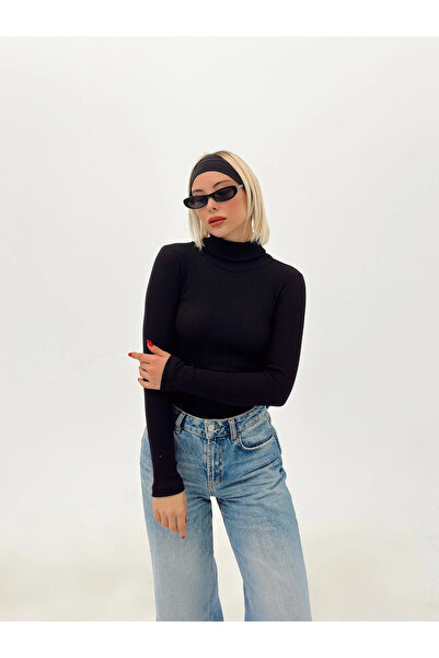 AFROGİYİM Women's Solid Color Turtleneck Blouse