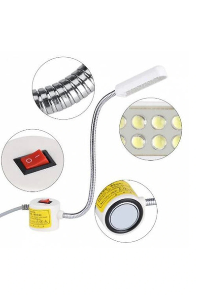 Genel Markalar Metal T Spiral Dikiş Makinası Lambası Mıknatıslı 10 Ledli