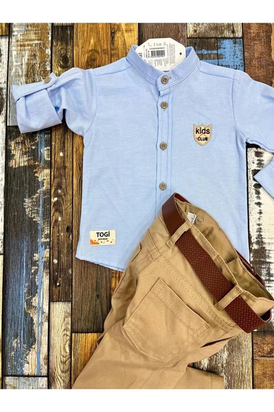 BİGÜMEX طقم قميص كتان بياقة بيبي القاضي