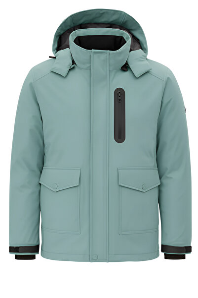 SİVAİST Men's Aqua Green Outdoor Waterproof Hooded Winter Coat – Wind and Rai...