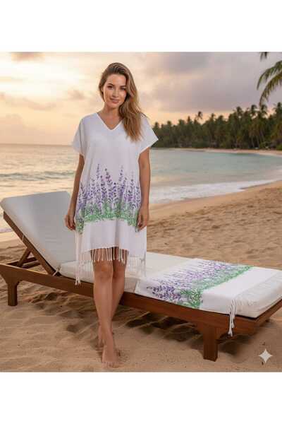 Nevin Acar Σετ ρόμπας και πετσέτας Peshtemal Lavender 2 τεμ