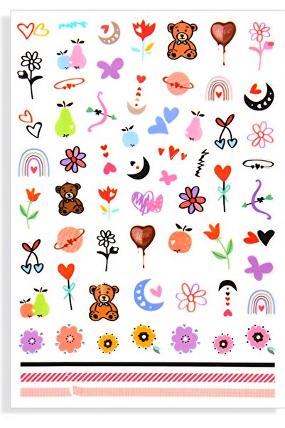 Sibelon 3D Kabartmalı Nail Art Sticker Kendinden Yapışkanlı Tırnak Dövmesi Ta...