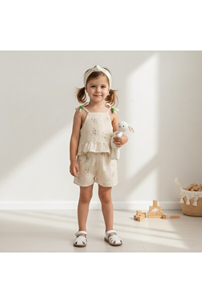 popshops baby Girls' 2-Piece Set with 100% Cotton Beaded Straps