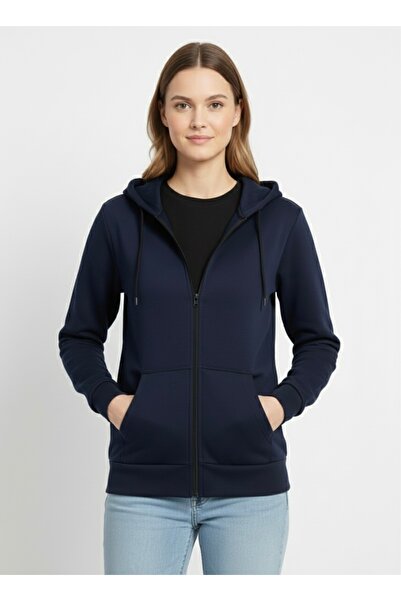 ASSAF Дамско палто с качулка от памучна смес, с тясна кройка и двойни джобове