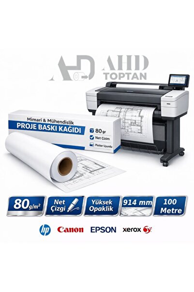 AHDTOPTAN Plotter Kağıdı 914 MM X100 Metre 1 Adet