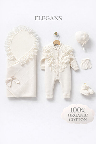 Naka Concept طقم ملابس تريكو للفتيات الرضع من إليجانز مكون من 5 قطع - طقم قطن...