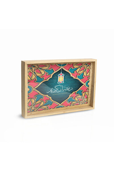 Generic Elegant set of two natural wood trays with a sturdy glass base, suita...