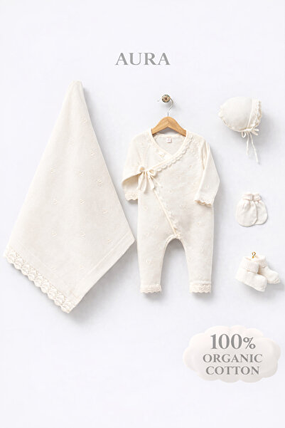 Naka Concept طقم خروج من المستشفى للأطفال البنات من أورا، 5 قطع، 100% قطن - ط...