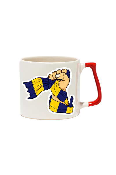 baskigo.com Yellow Navy Blue Scarf Fan Luxury Mug - Gift Ceramic Mug