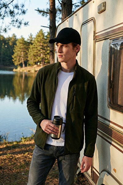 Buratti slim fit Cardigan din lână rezistentă la frig cu guler ridicat buzuna...