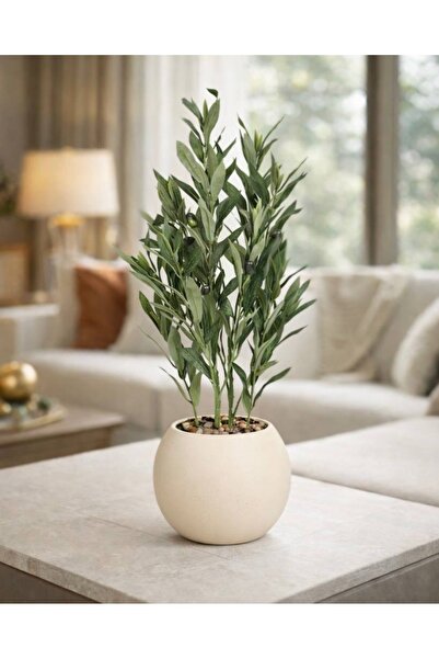 MARINO شجرة صناعية محاكاة للشجر الزيتون الصناعية 65 سم حوض بني