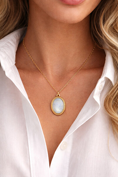 HERCY قلادة من الفولاذ المقاوم للصدأ باللون الذهبي اللؤلؤي |   قلادة الحنين