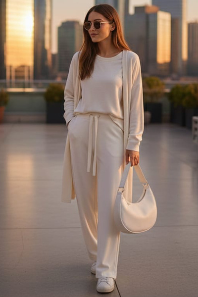 Neva Style White Hijab Pants 1081B