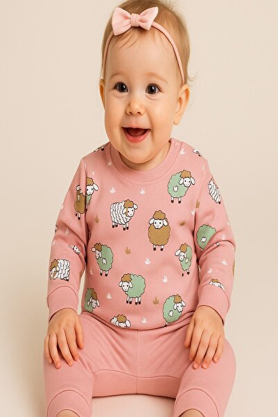 dinamik çocuk طقم سويت شيرت وبنطلون رياضي لطيف للأطفال البنات والأولاد مطبوع ...