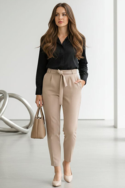 Neva Style Вузькі штани з візону 1037V