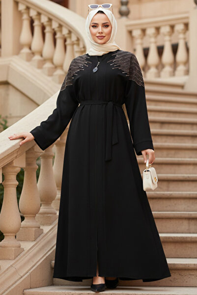 Neva Style Black Hijab Abaya - Zippered, Model 29108S