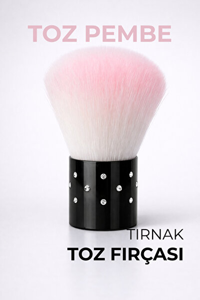 RNK BEAUTY Kabuki Toz Fırçası – Yumuşak Kıllı, Taş Detaylı Nail Art & Manikür...