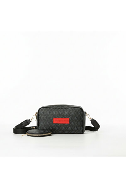 Baghashtag Μαύρη δερμάτινη τσάντα με διπλό φερμουάρ με μίνιμαλ σχέδιο