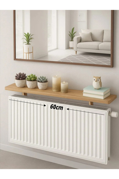 MZ Ahşap Çam Rengi Petek Üstü Raf 60 cm