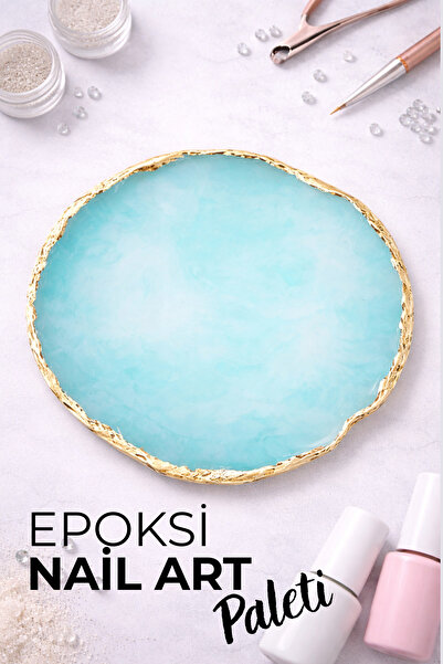 RNK BEAUTY Epoksi Reçine Manikür Paleti Mavi | Oje Jel Karıştırma Paleti | Ko...