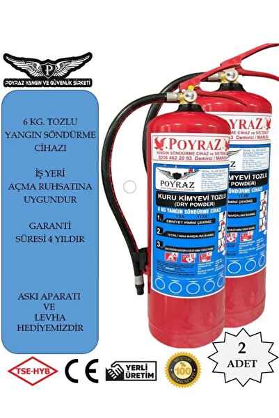 POYRAZ 6kg Yangın Söndürme Tüpü 2 adet Abc Tozlu 4 Yıl (GARANTİ)