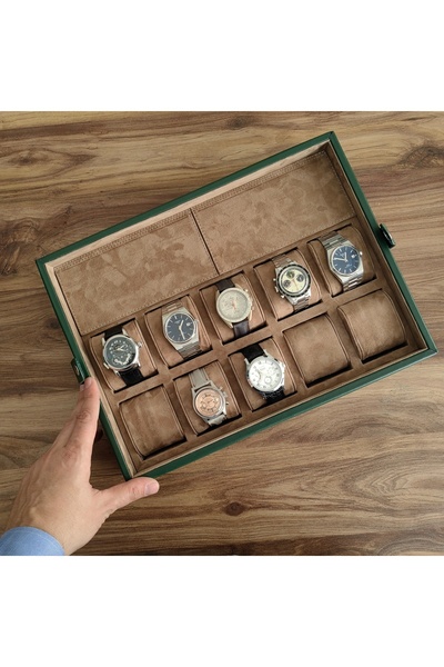 Onywatch Ikarus Gerçek Deri El Yapımı 10'lu Saat Kutusu